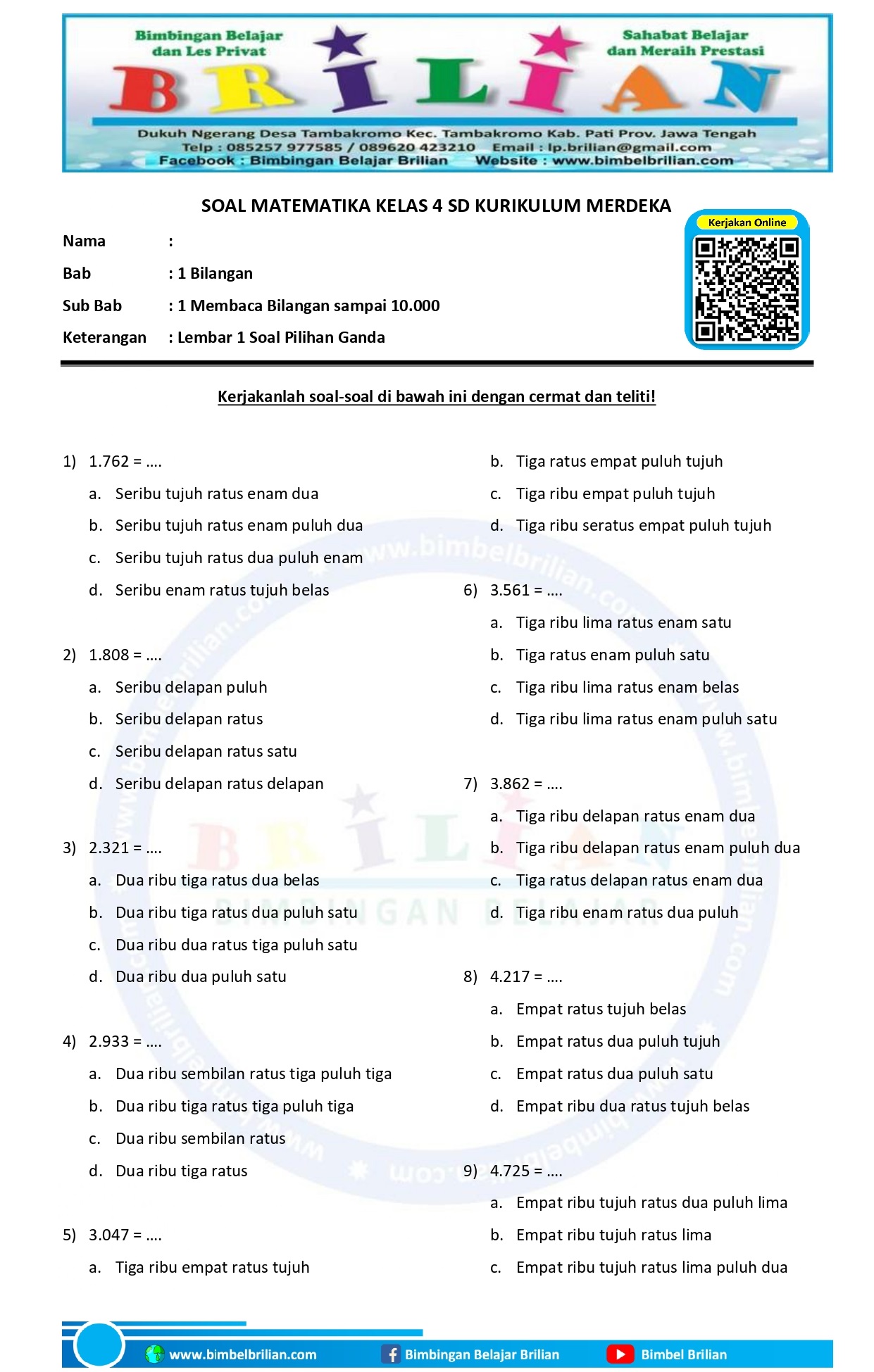 Download soal ukk matematika kelas 4 sd kurikulum 2013