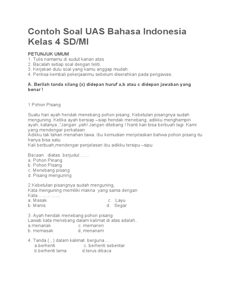 Menjelajahi Dunia Diriku: Kumpulan Contoh Soal UAS Kelas 4 Tema 1 untuk Persiapan Maksimal