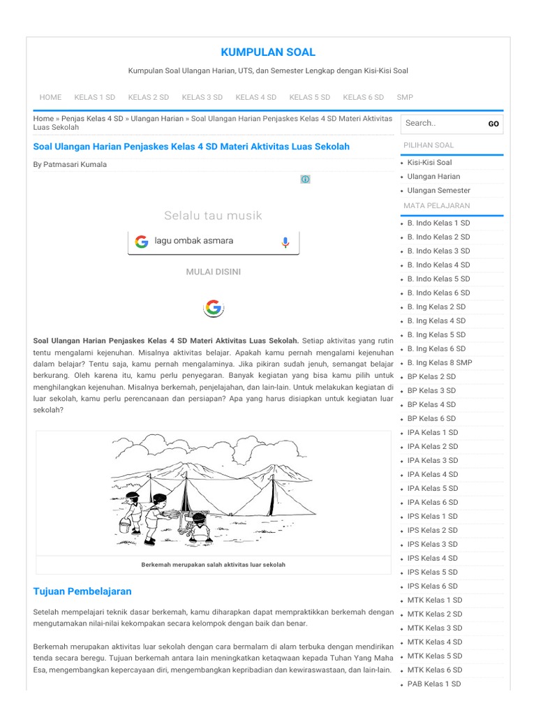 Menguasai Keterampilan Gerak dan Olahraga: Kumpulan Contoh Soal Penjas Kelas 4 SD Semester 2