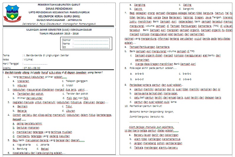 Bersiap Menghadapi Ujian Akhir Semester: Kumpulan Contoh Soal UAS Kelas 5 Kurikulum 2013 Revisi 2017