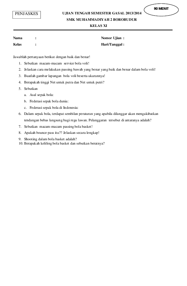 Menguasai Gerak dan Kesehatan: Contoh Soal Penjas Semester 2 Kelas 11 IPA