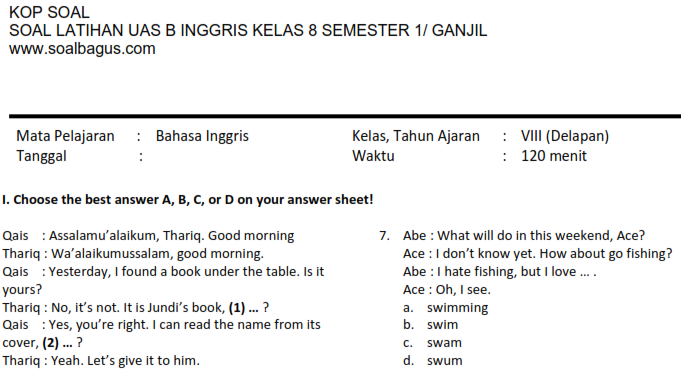 Menguasai Ujian Akhir Semester 1 Bahasa Inggris Kelas 8: Kumpulan Soal Pilihan Ganda dan Pembahasannya
